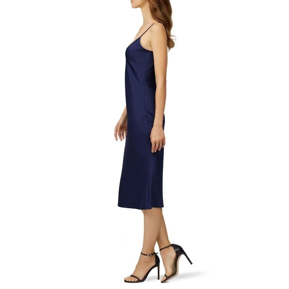 Maison De Papillon Simone Sateen Slip Dress Navy Blue S - Picture 2 of 7